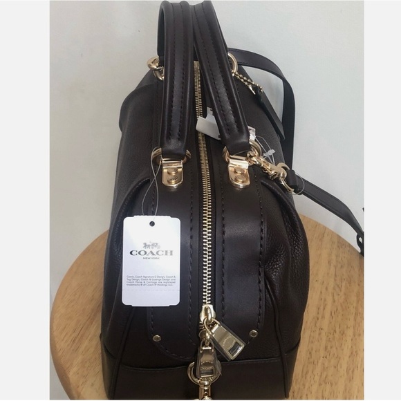 Coach Lane Satchel Crossbody Bag in Black Pebble Leather - Picture 6 of 10